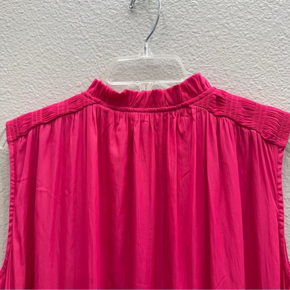 Chico's DressSize 2 (XL)  Vibrant Pink Maxi Ruffle Collar Long Sleeveless - Picture 7 of 9